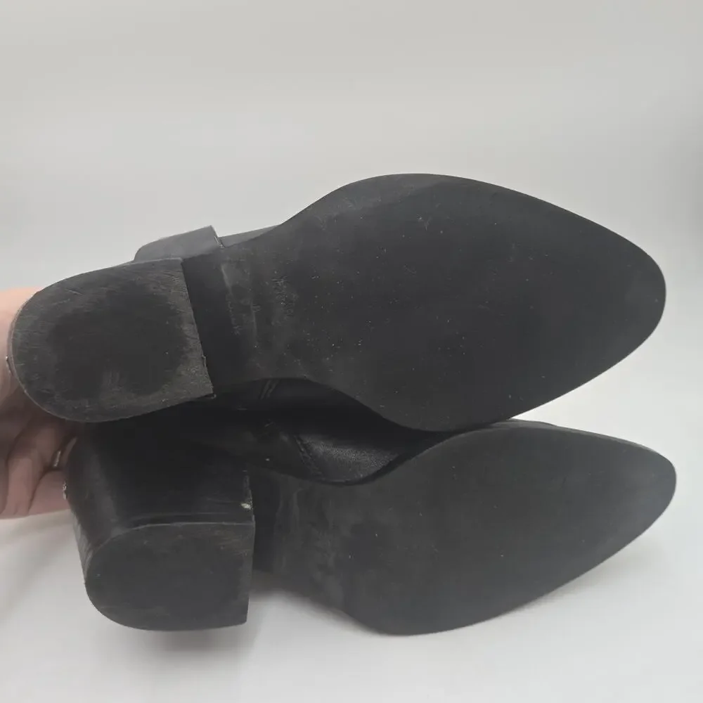 Coach Pia Studded Western Booties Sz 8 Black Leather Harness Booties Biker Rock - Picture 6 of 9